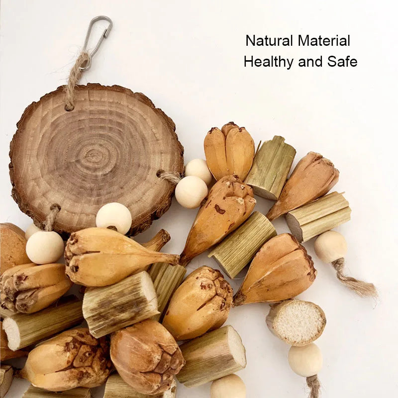 Natural Wood Parrot Swing Toy