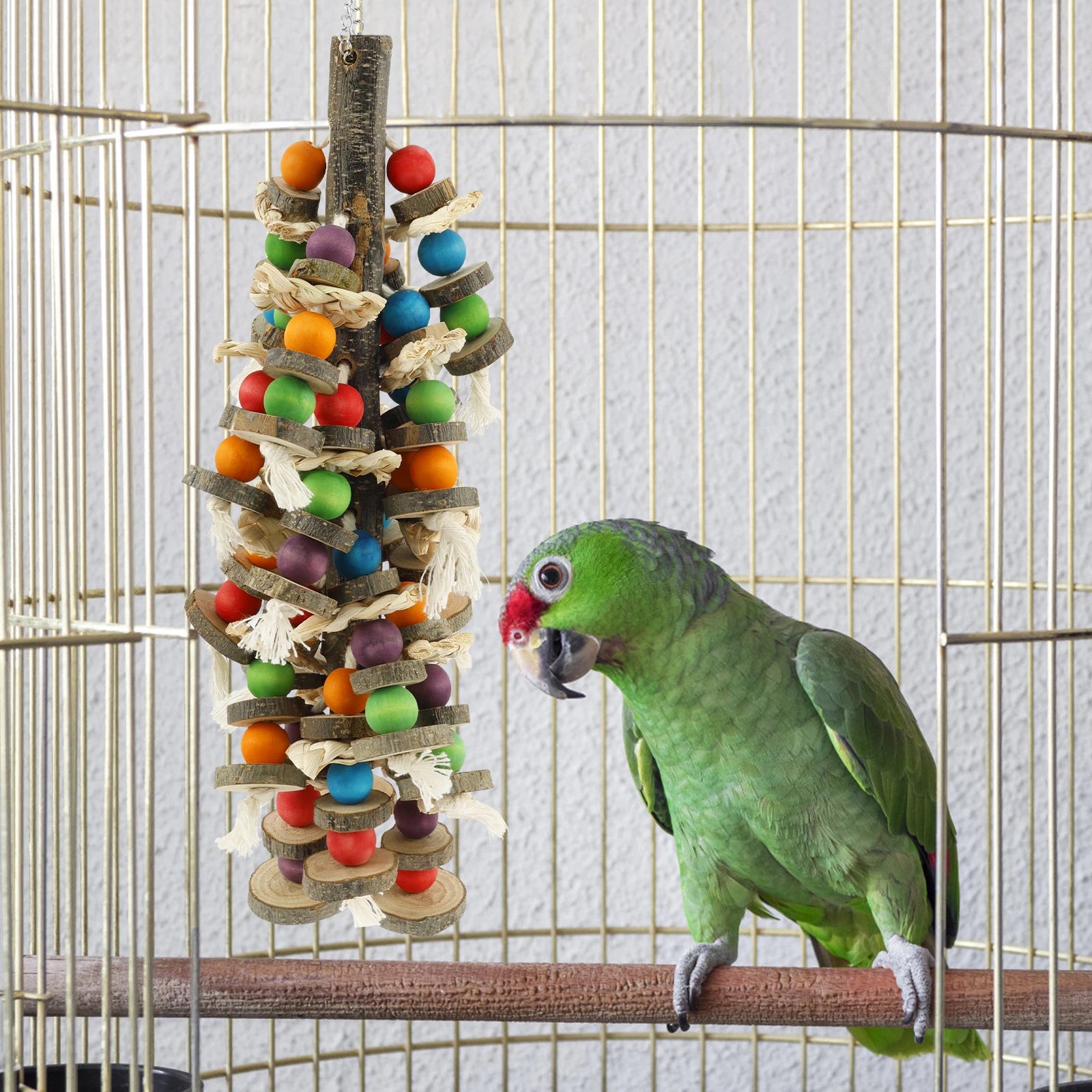 Colorful Wooden Parrot Chewing Toy
