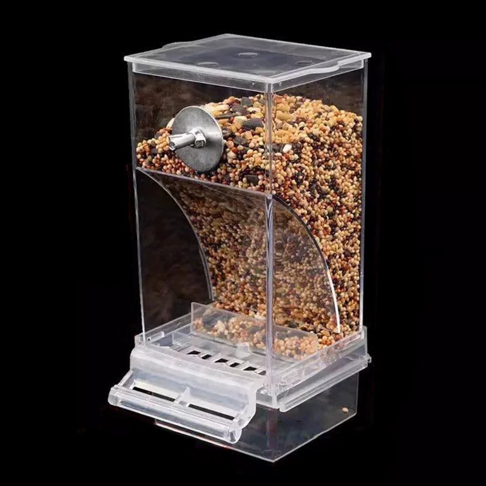 Anti-Spill Parrot Feeder - Clear Bird Food Dispenser