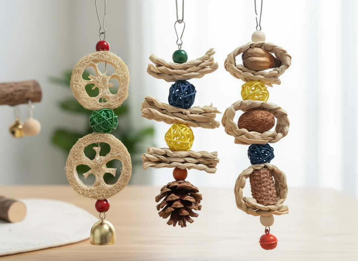 Natural Bird Chew Toy Set - 3 Pieces