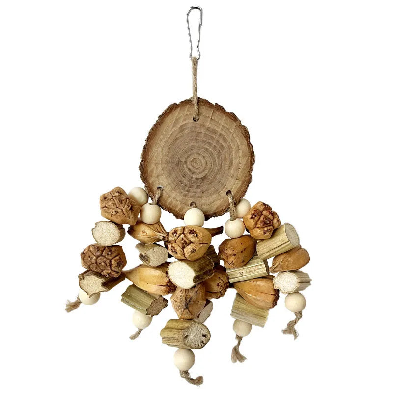 Natural Wood Parrot Swing Toy