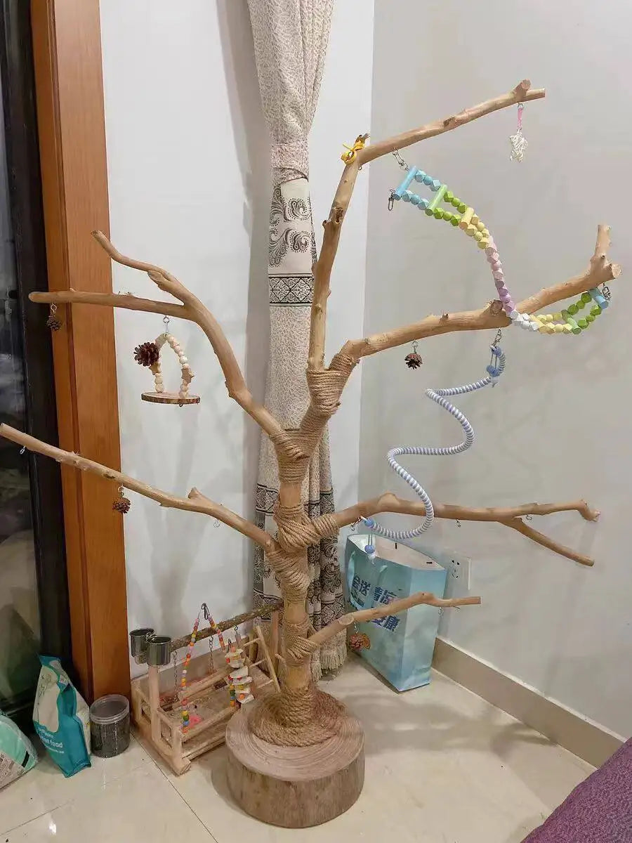 Bird Stand Tree Branch - Solid Wood Perch