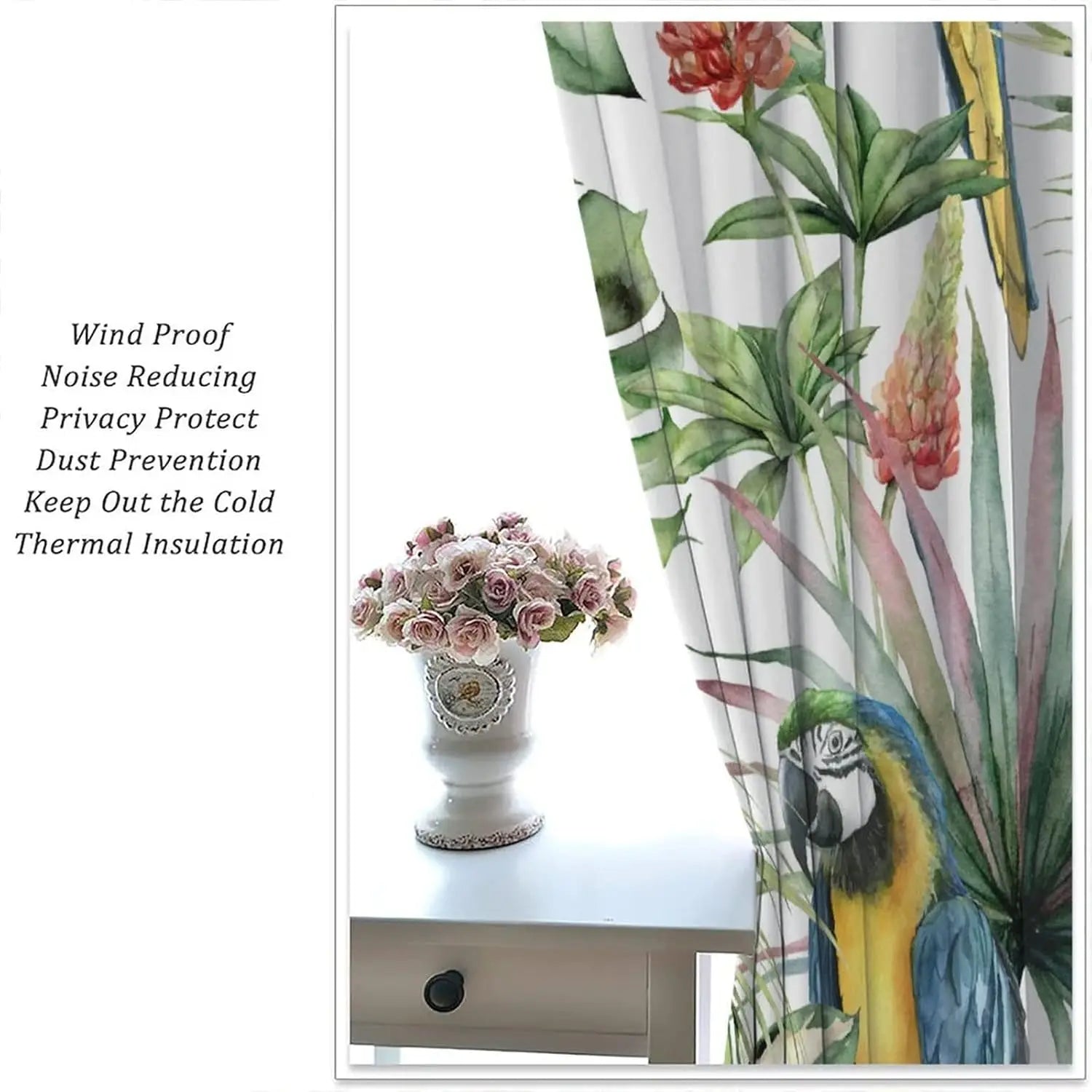 Parrot Window Curtains - 2 Panels