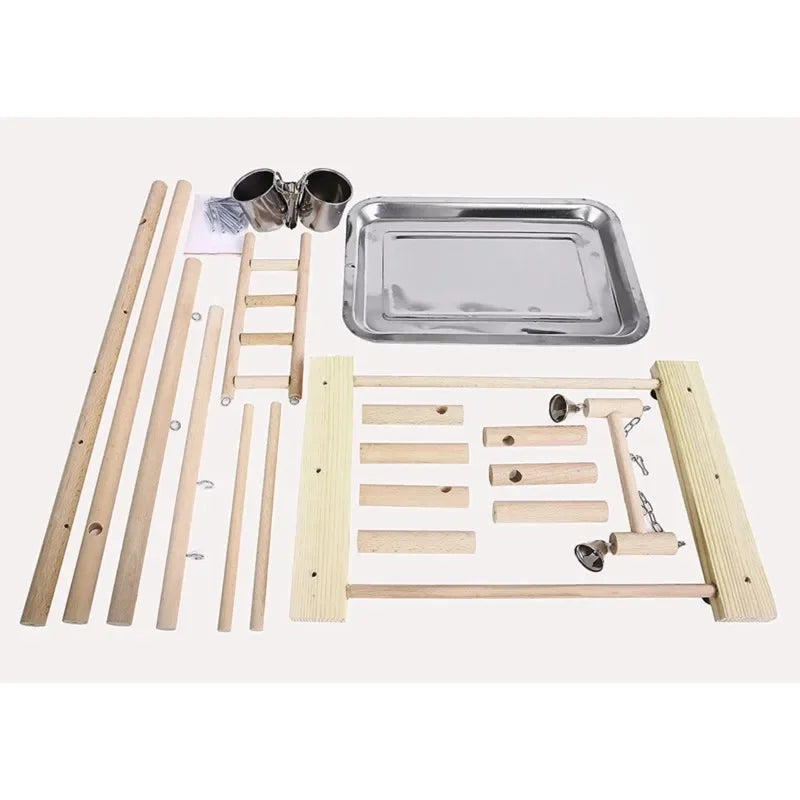 Wooden Parrot Playstand Gym