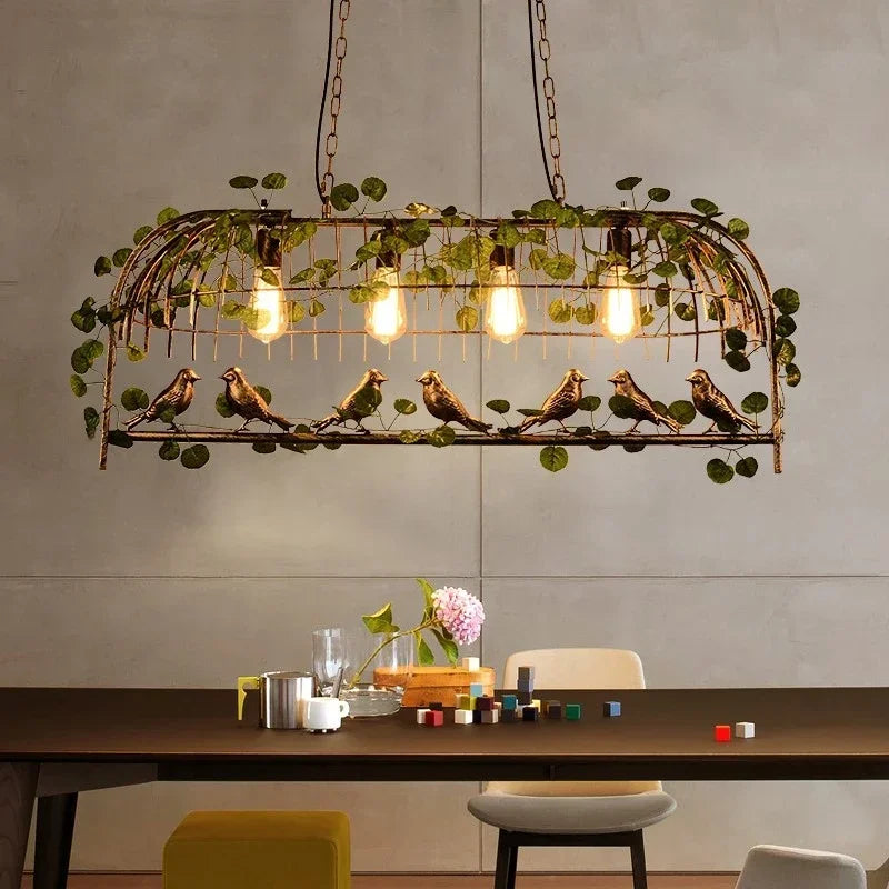 Retro Birdcage Chandelier – Wrought Iron Edison Pendant Light