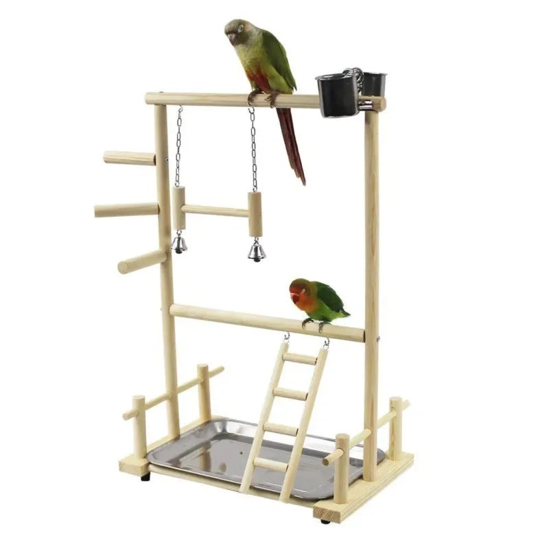 Wooden Parrot Playstand Gym