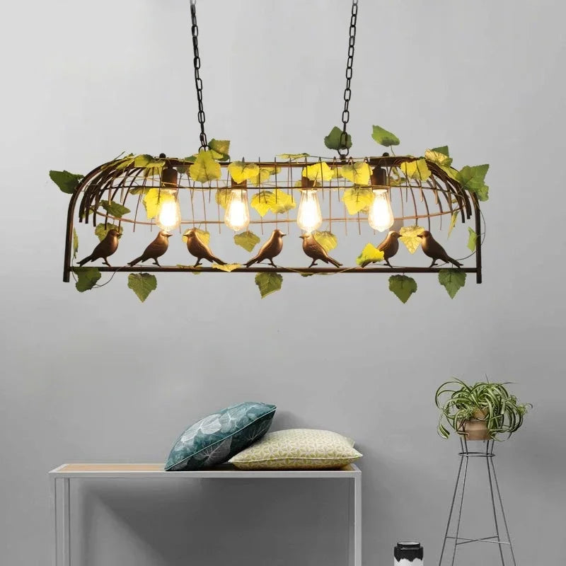 Retro Birdcage Chandelier – Wrought Iron Edison Pendant Light