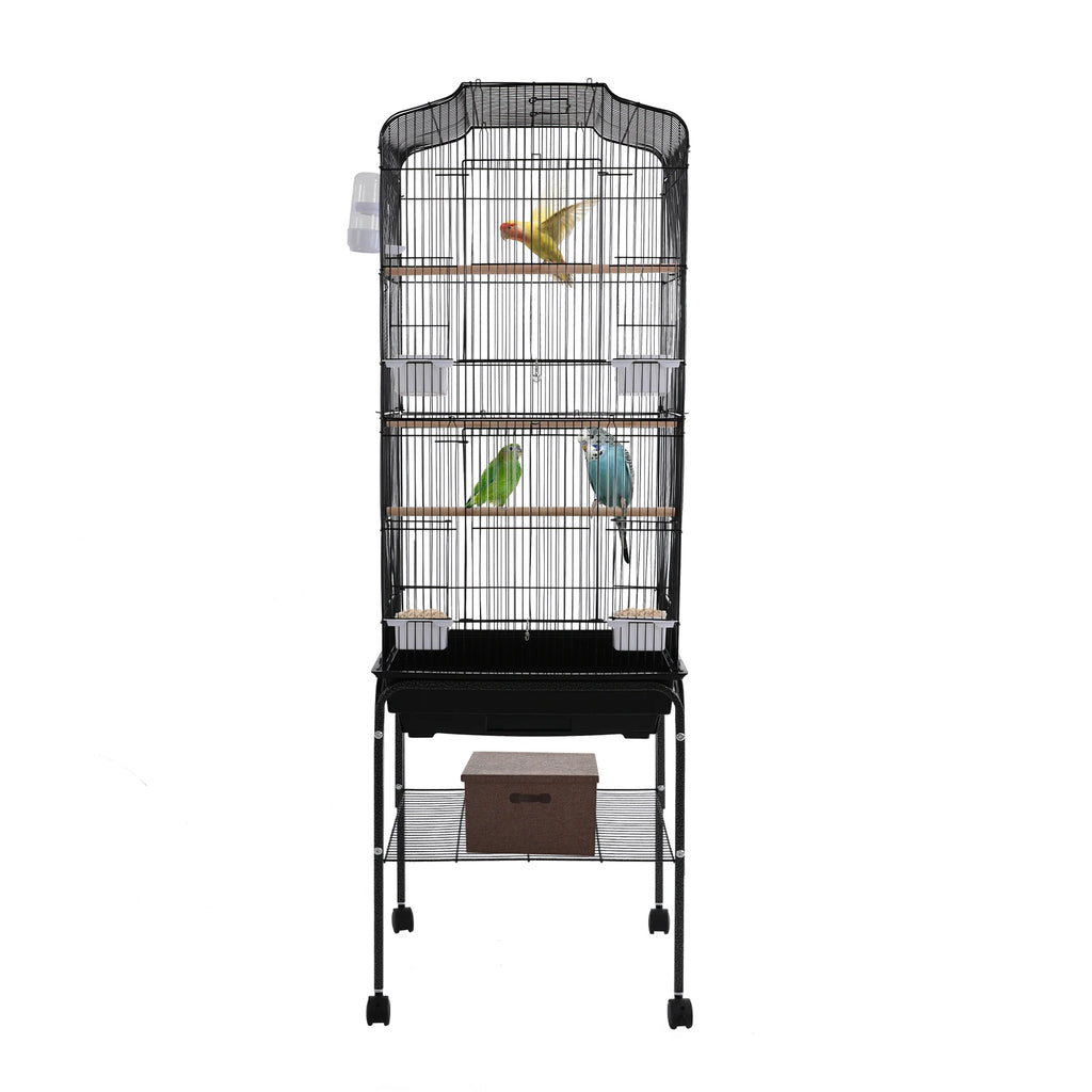 Large Bird Cage with Stand & Wheels - 47x37x137cm