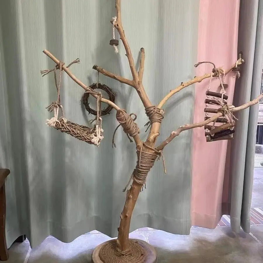 Wooden Parrot Branch Stand - Floor Mounted