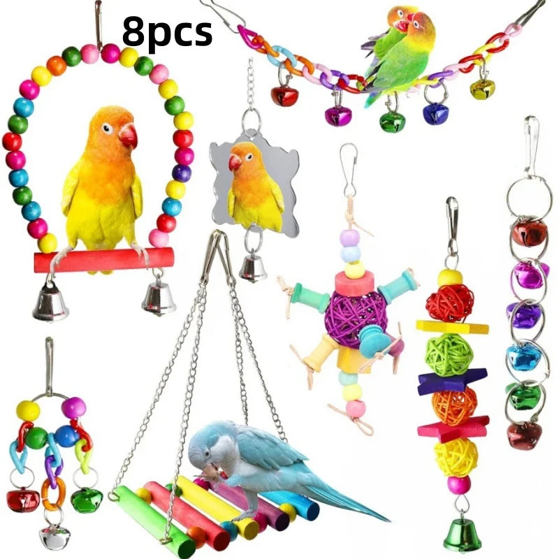 Parrot Cage Toy Set (6 or 8 Piece)