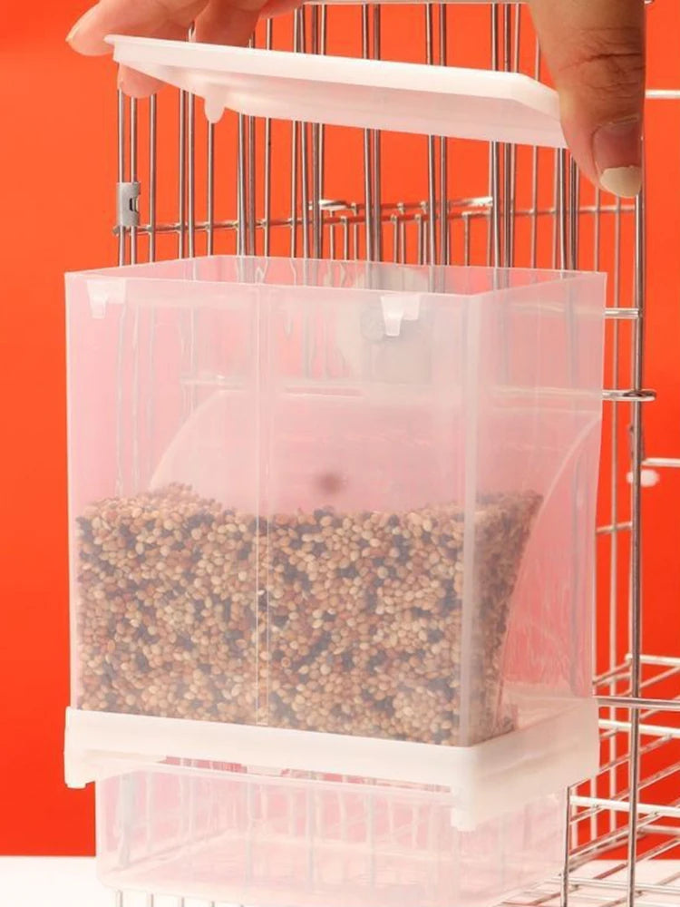 Anti-Spill Parrot Feeder - Clear Bird Food Dispenser