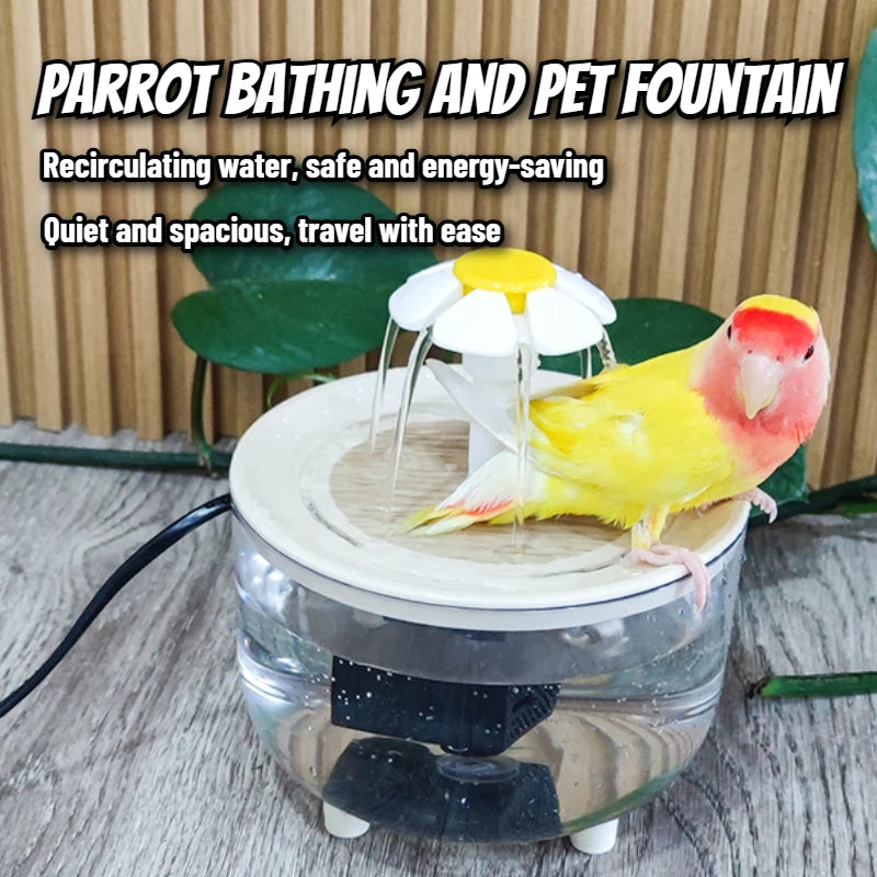Auto Circulating 2-in-1 Parrot Bath & Water Fountain