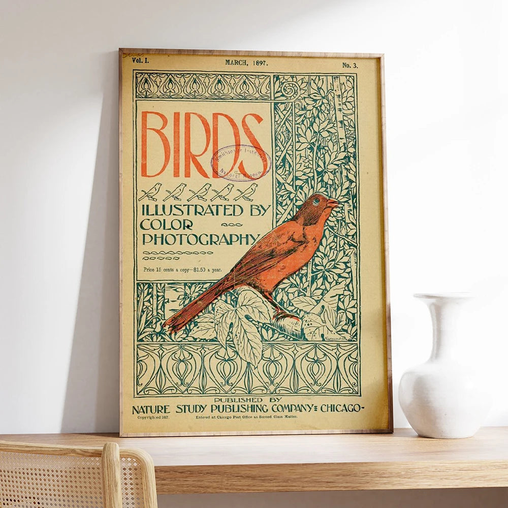 Vintage Bird Art Print - Canvas Poster
