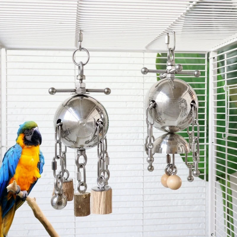 Stainless Steel Parrot Chew & Bell Swing Toy