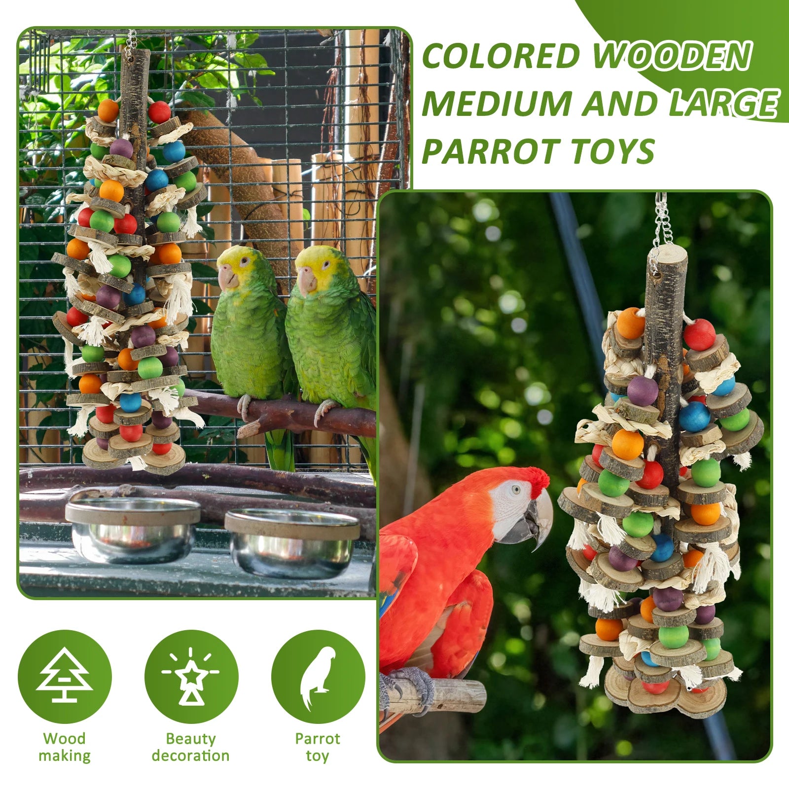 Colorful Wooden Parrot Chewing Toy