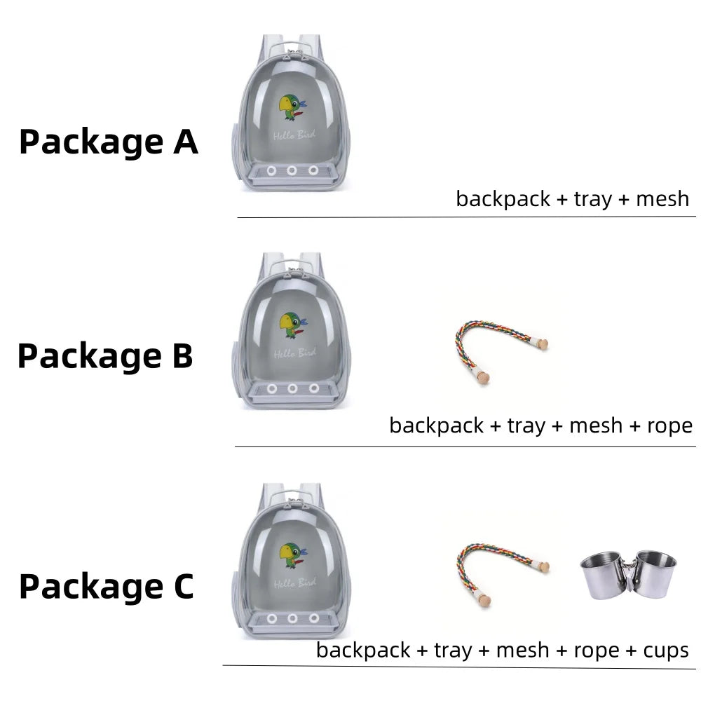 Portable Bird Carrier Backpack with Perch