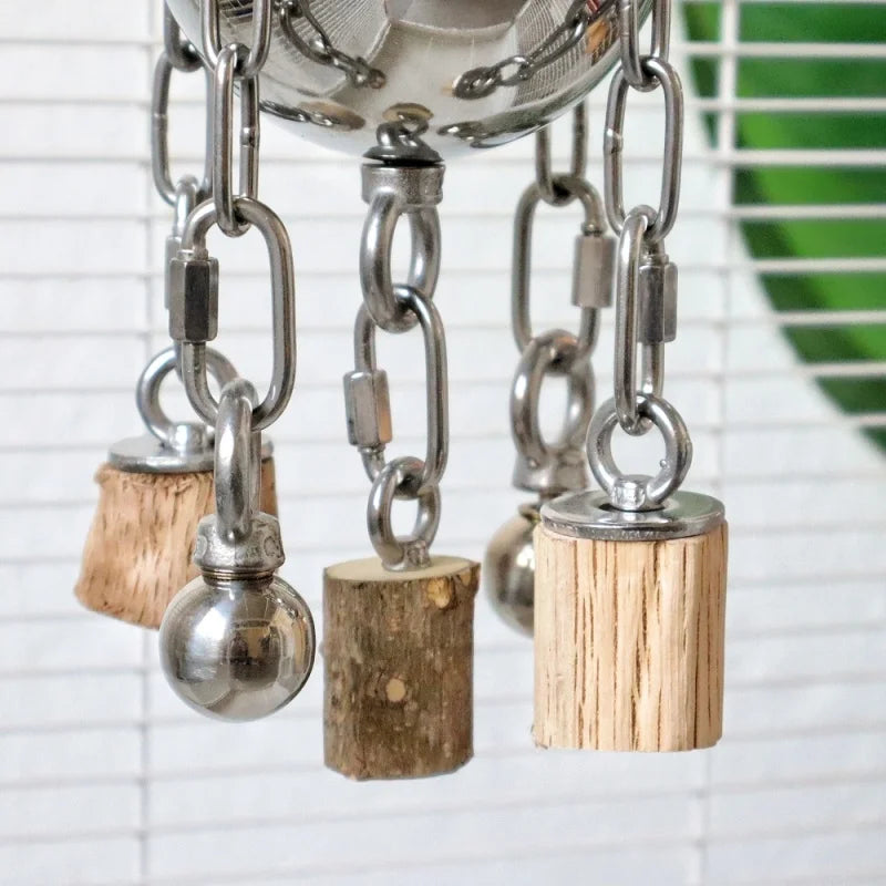 Stainless Steel Parrot Chew & Bell Swing Toy