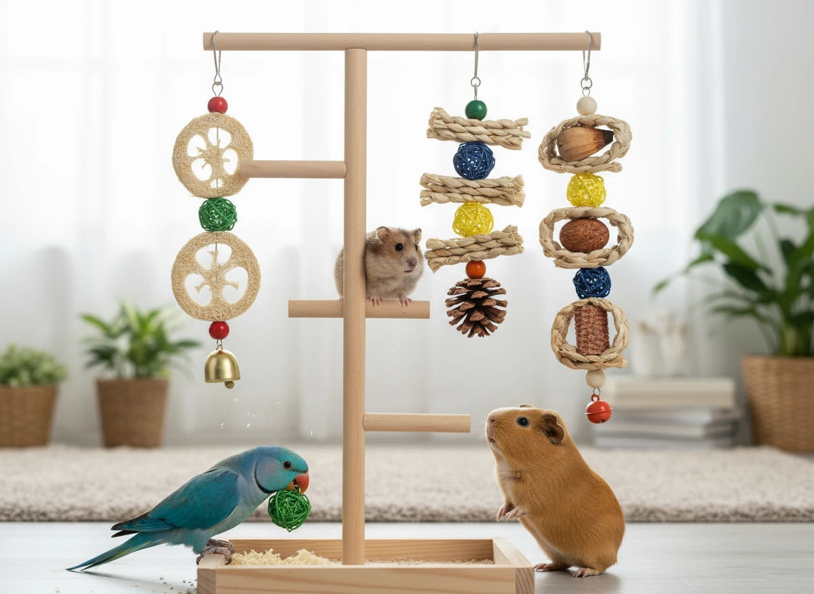 Natural Bird Chew Toy Set - 3 Pieces