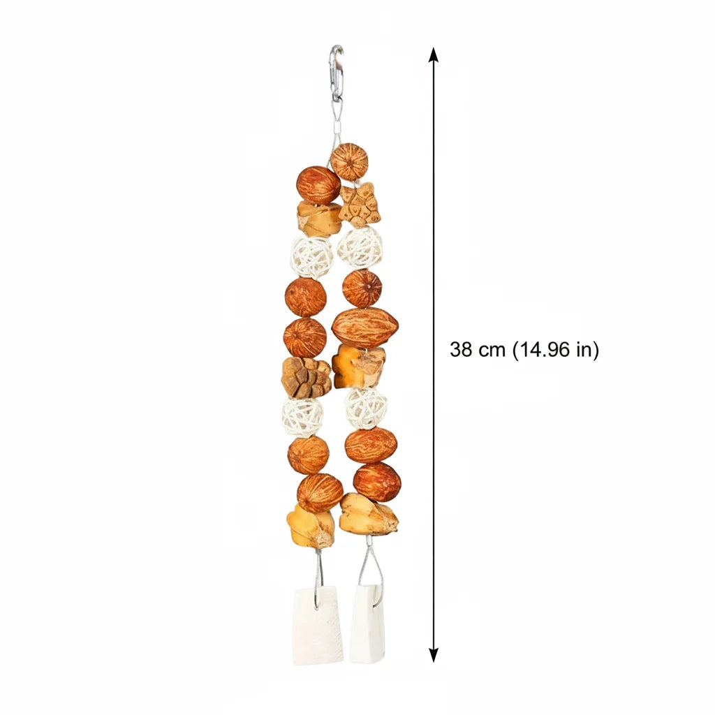 Natural Wood & Cotton Rope Parrot Toy