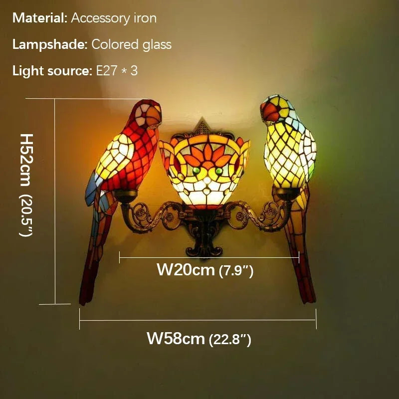 Tiffany Stained Glass Parrot Wall Lamp