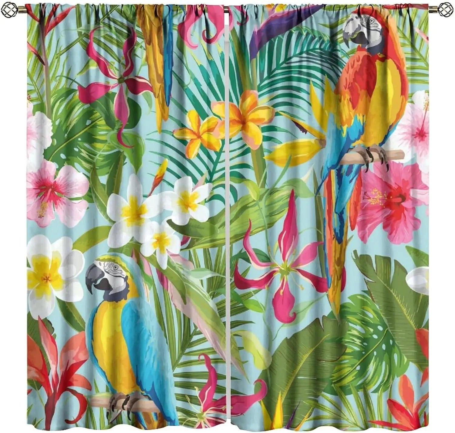 Parrot Window Curtains - 2 Panels
