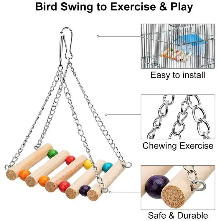 8-Piece Eco-Friendly Bird Toy Set