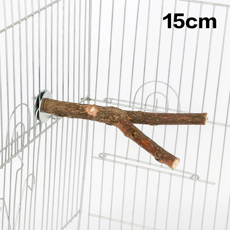 Natural Wood Bird Perch - Tree Branch Stand for Cages