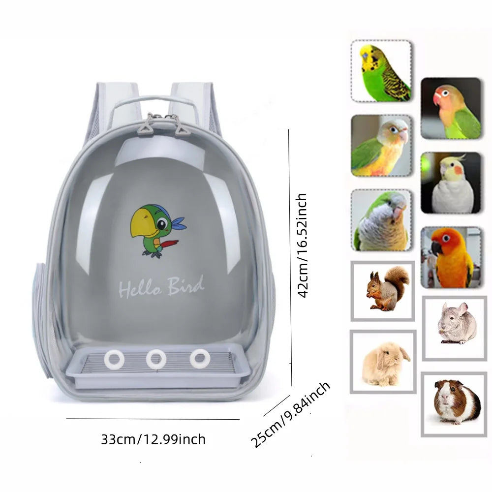 Portable Bird Carrier Backpack with Perch