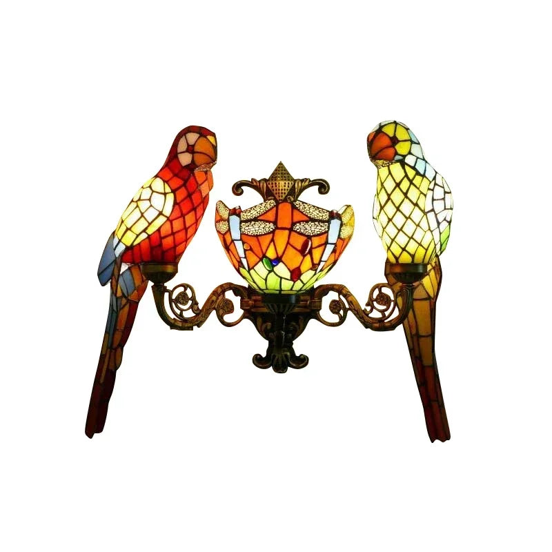 Tiffany Stained Glass Parrot Wall Lamp