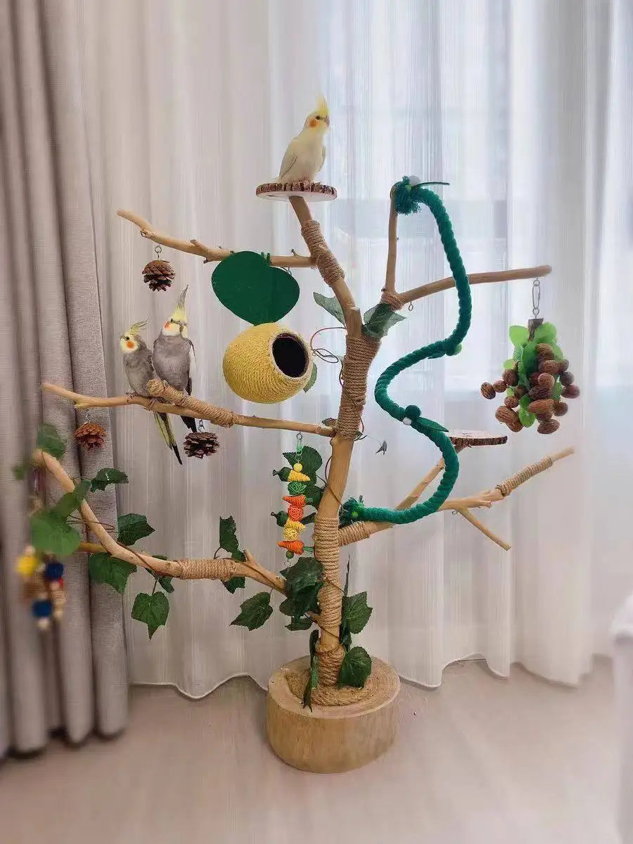 Bird Stand Tree Branch - Solid Wood Perch