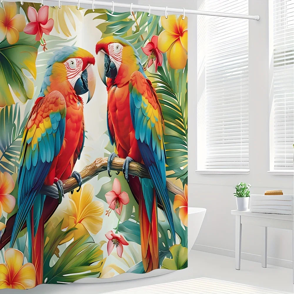Tropical Parrot Shower Curtain - Waterproof