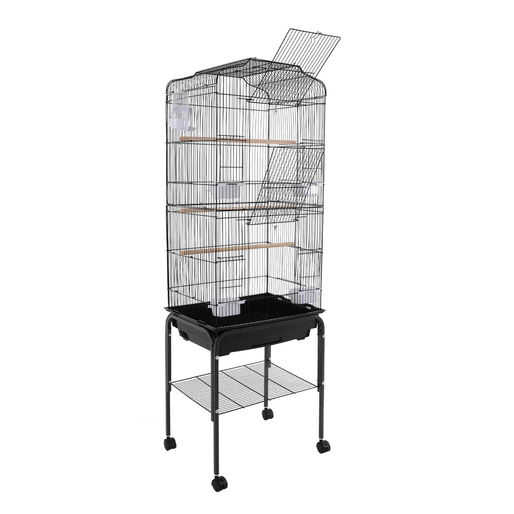 Large Bird Cage with Stand & Wheels - 47x37x137cm