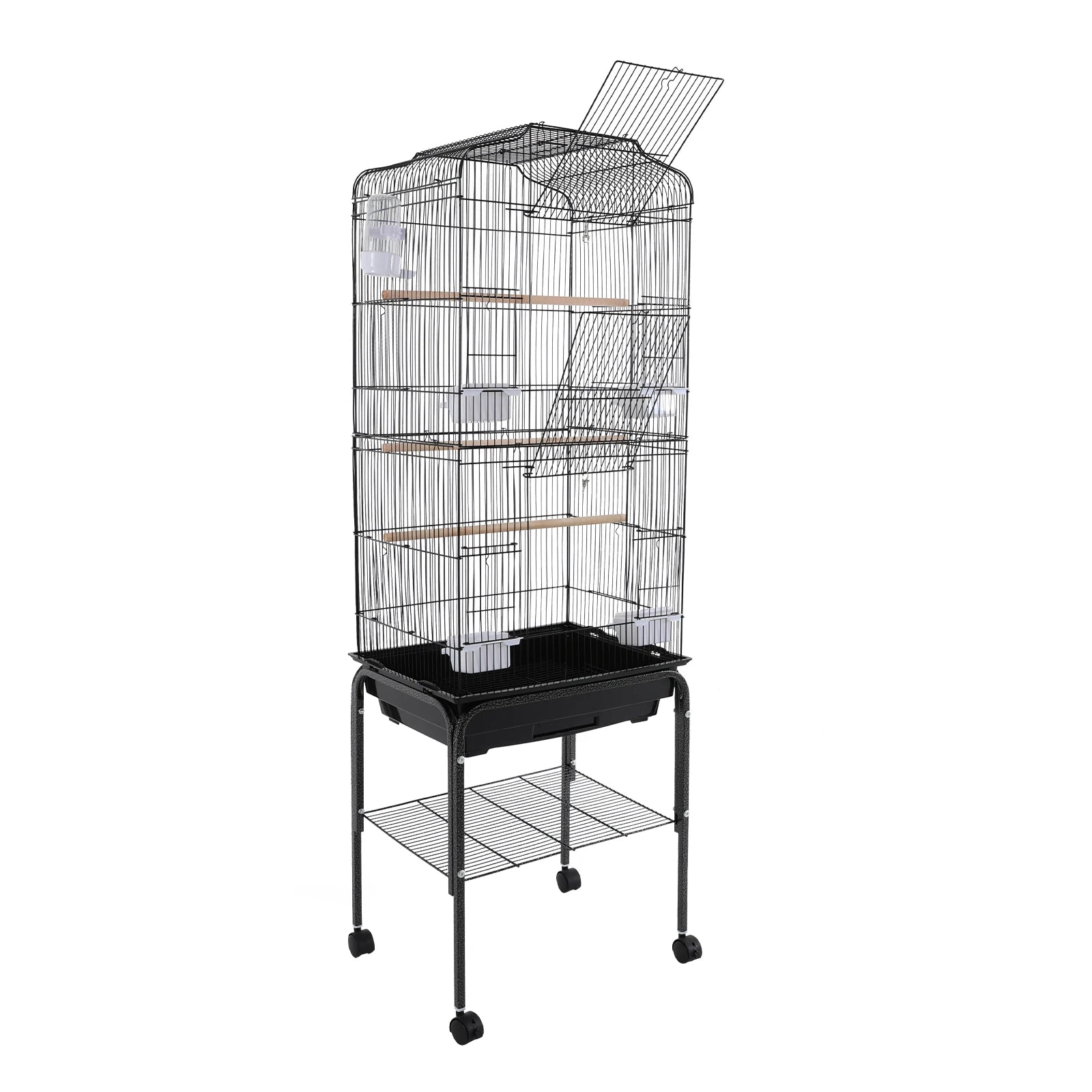 Large Bird Cage with Stand & Wheels - 47x37x137cm