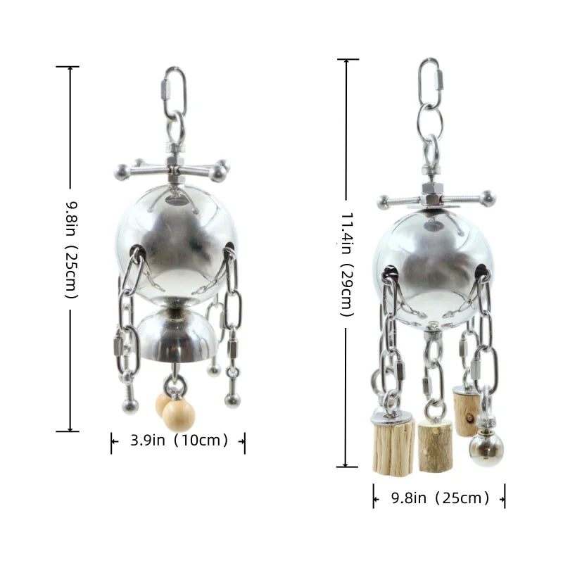 Stainless Steel Parrot Chew & Bell Swing Toy