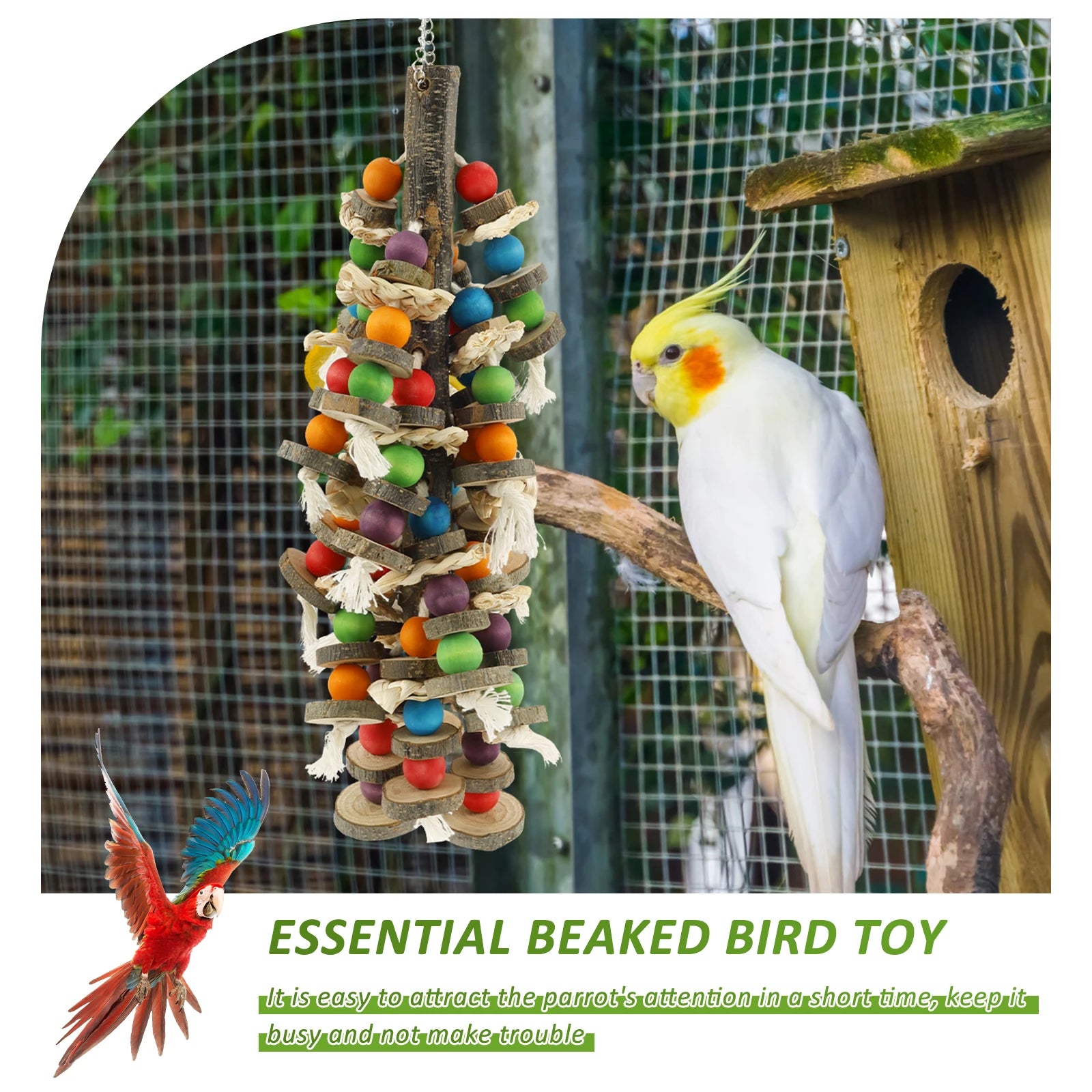 Colorful Wooden Parrot Chewing Toy