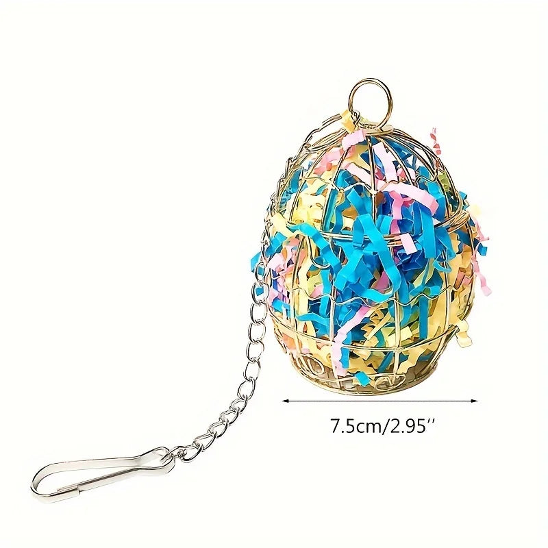 Metal Cage Shaped Foraging Toy - Interactive Treat Holder for Parrots