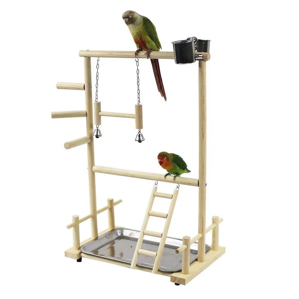 Wooden Parrot Playstand Gym