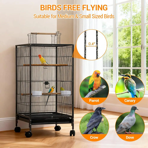 101cm Open-Top Bird Cage with Rolling Stand
