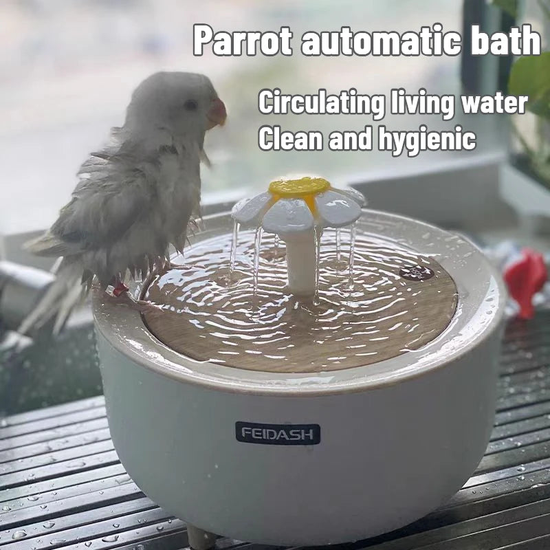 Auto Circulating 2-in-1 Parrot Bath & Water Fountain