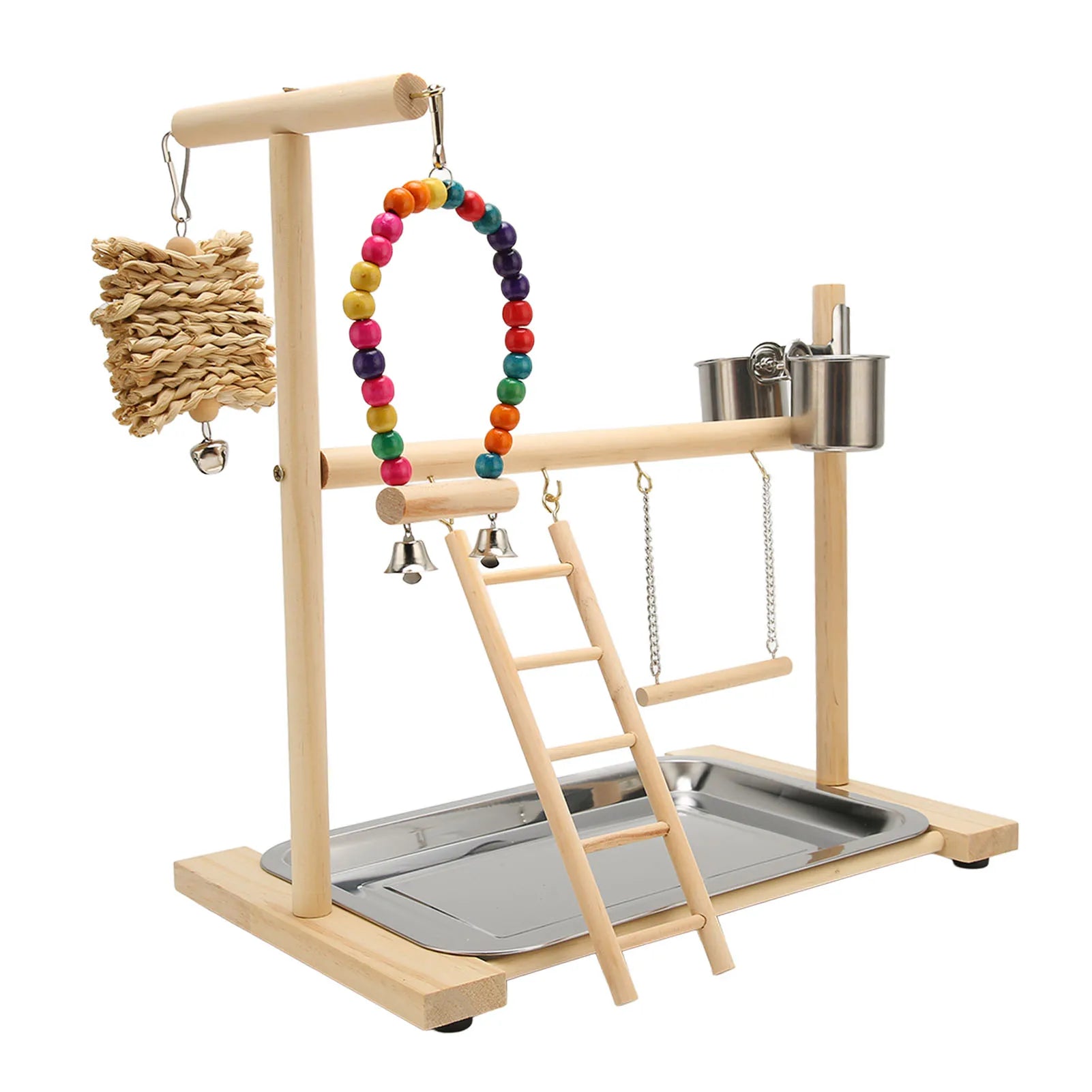 Wood Parrot Playstand with Cups
