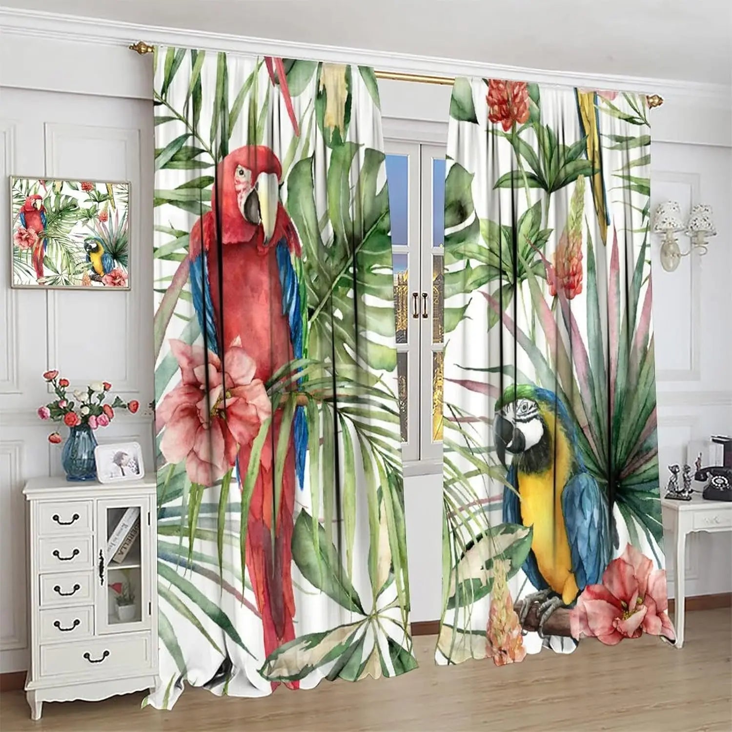 Parrot Window Curtains - 2 Panels