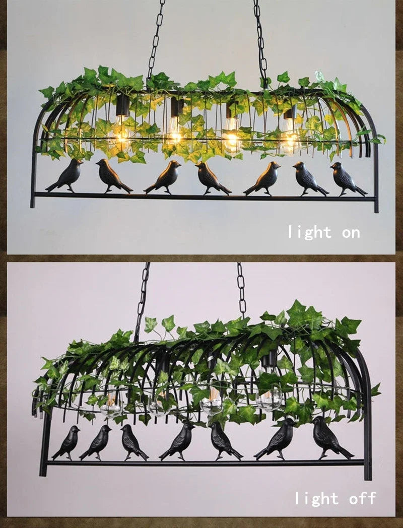 Retro Birdcage Chandelier – Wrought Iron Edison Pendant Light