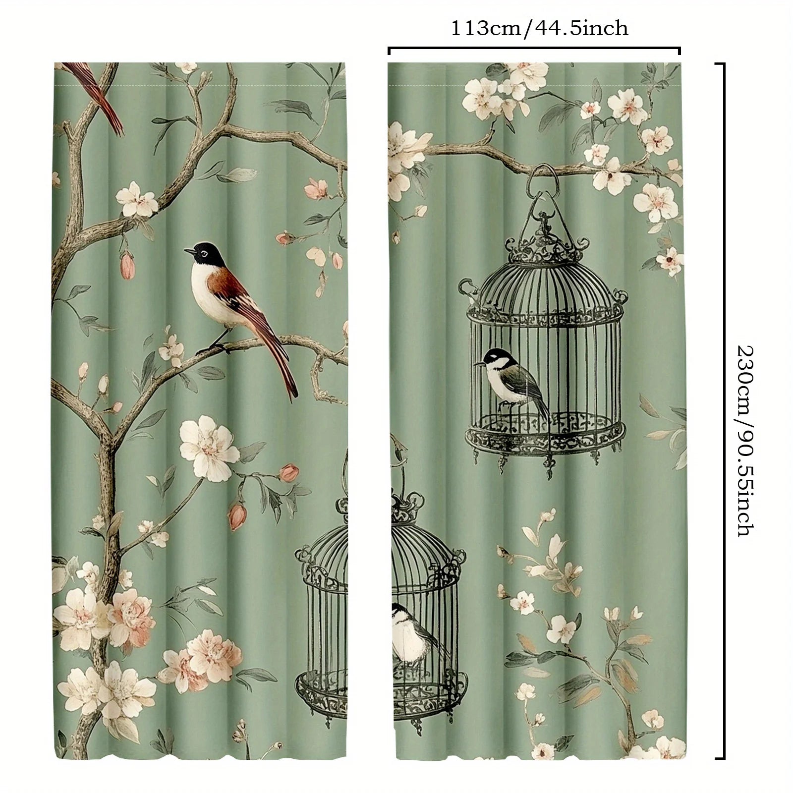 Vintage Bird & Floral Cage Curtains