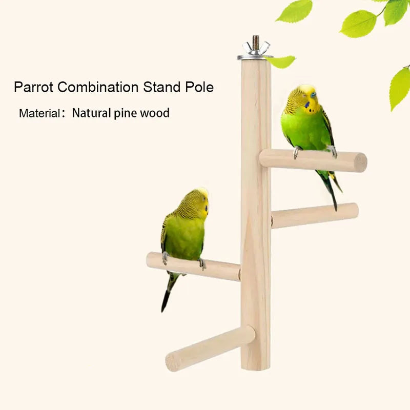 Natural Wood Parrot Stand