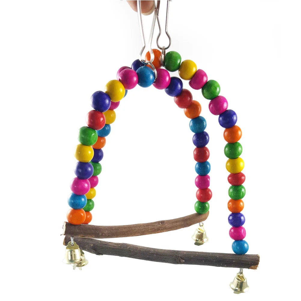 Natural Wooden Bird Swing Toy