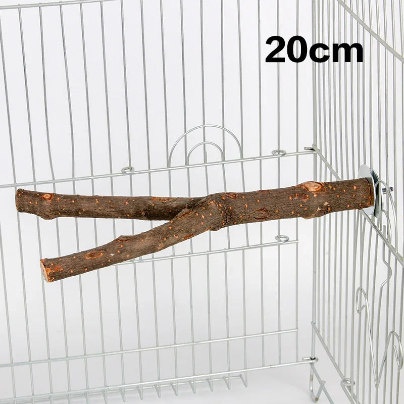 Natural Wood Bird Perch - Tree Branch Stand for Cages