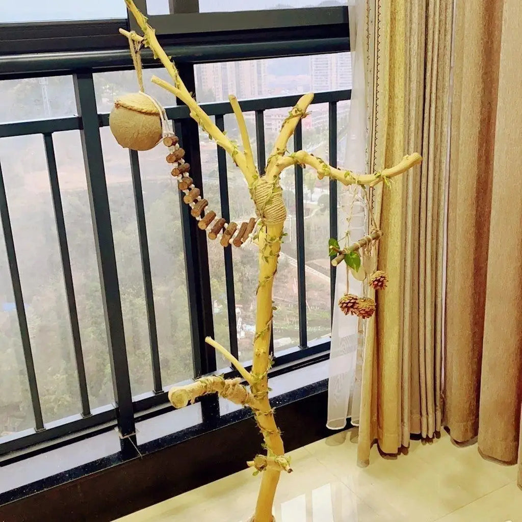 Wooden Parrot Branch Stand - Floor Mounted