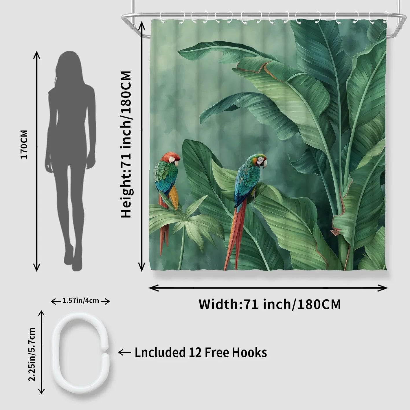 Tropical Parrot Shower Curtain