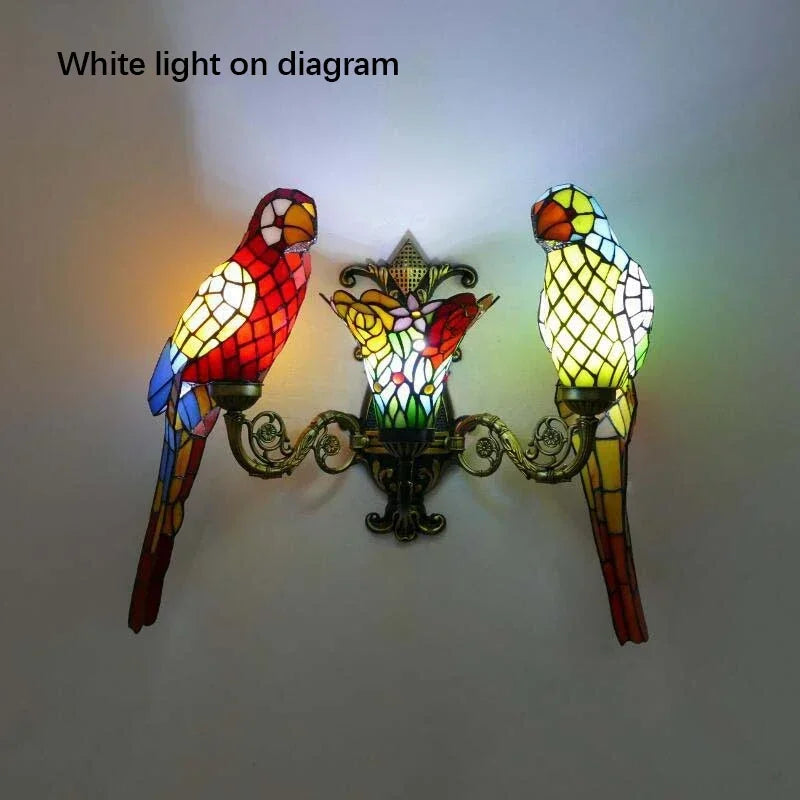 Tiffany Stained Glass Parrot Wall Lamp