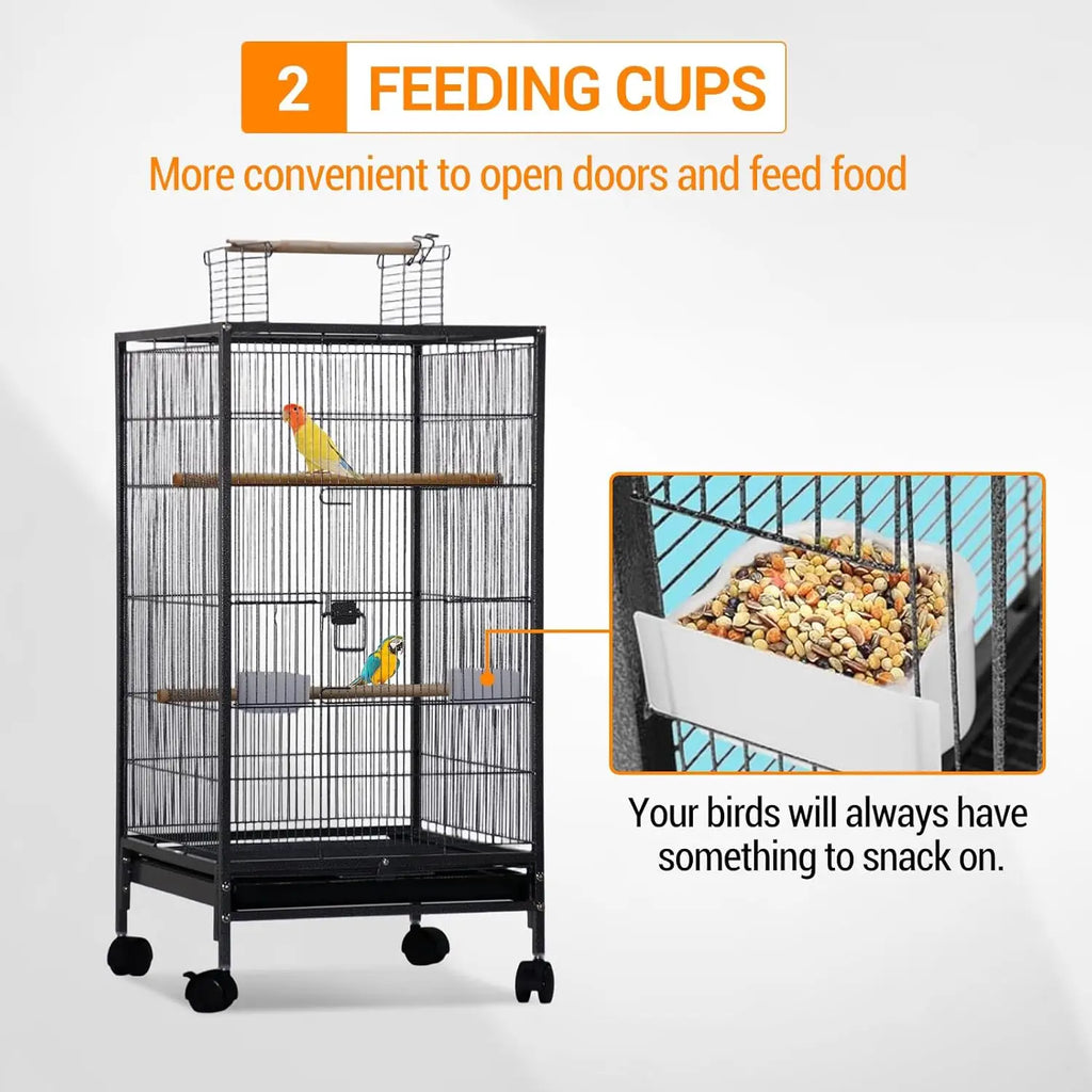 101cm Open-Top Bird Cage with Rolling Stand